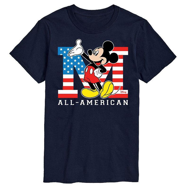 Disneys Mickey Mouse Mens Flag Graphic Tee Med Grey Product Image