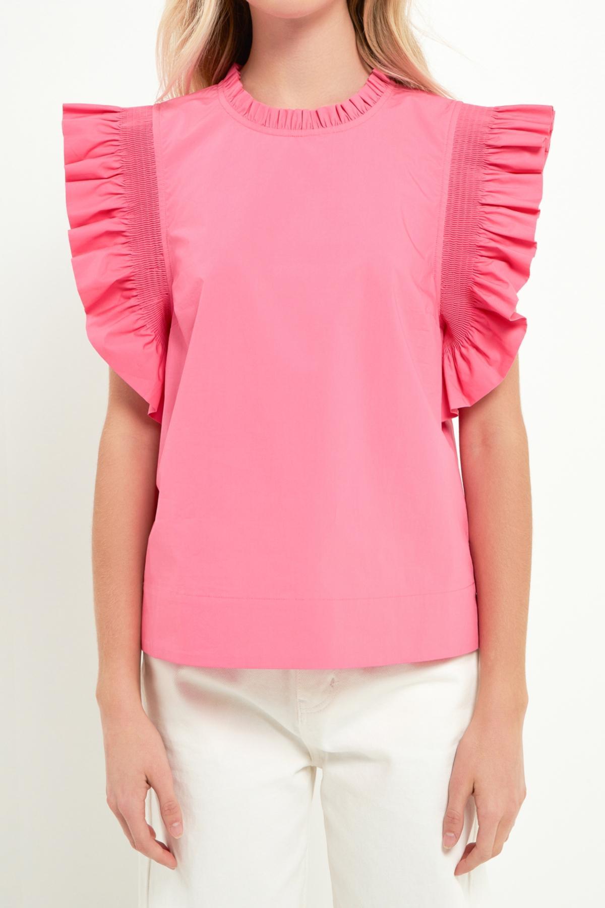 English Factory Womens Ruffle Sleeve Poplin Top Product Image