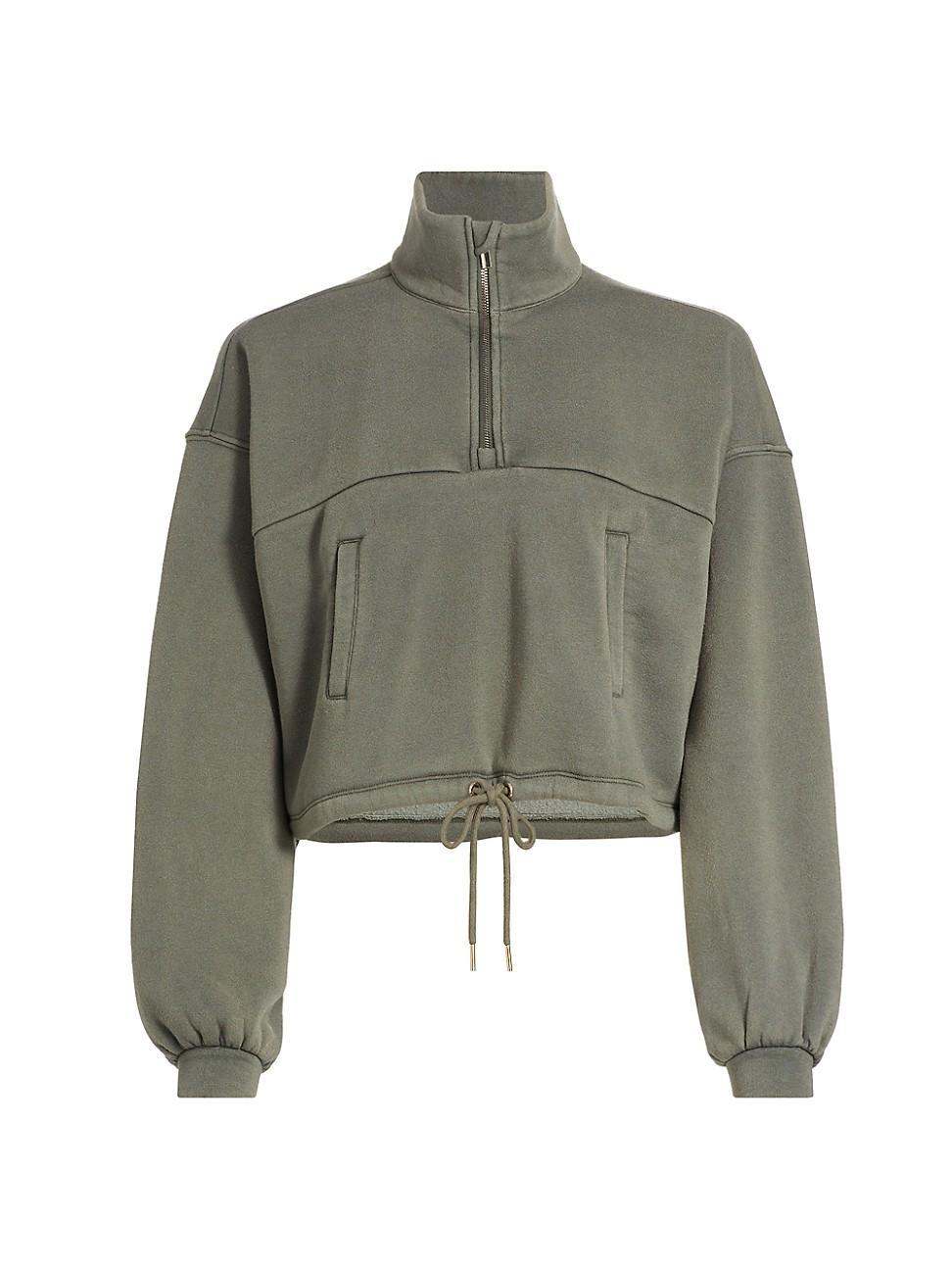 Womens Fleece Cargo Half-Zip Crop Sweater Product Image