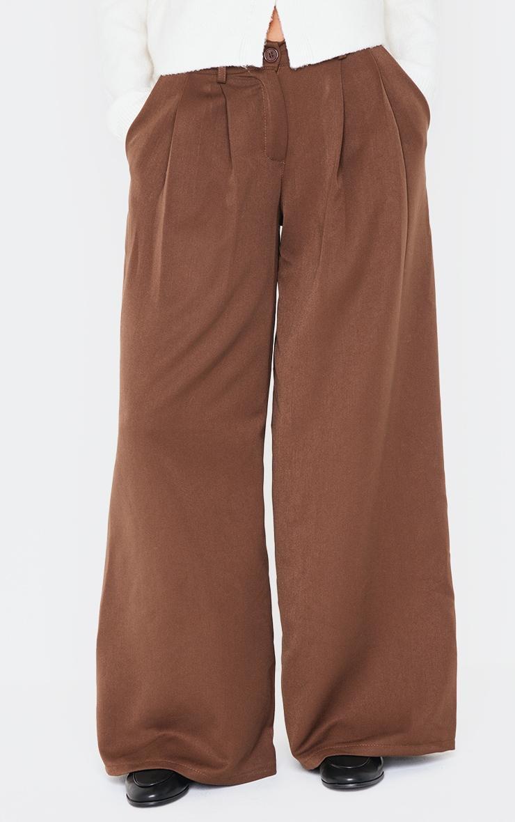 Chocolate Mid Rise Wide Leg Woven Pants Product Image