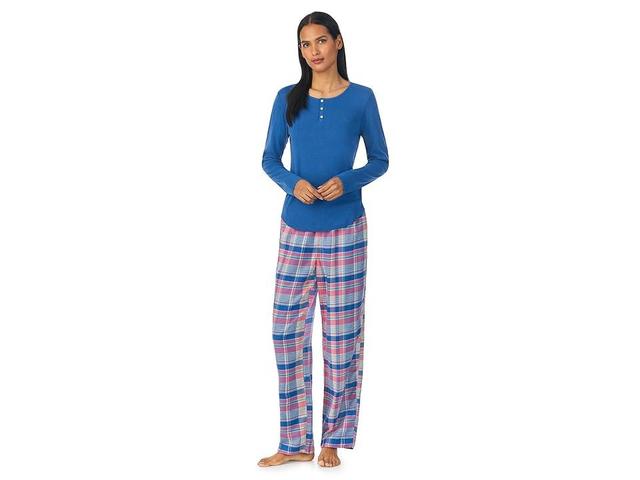 Lauren Ralph Lauren Long Sleeve Knit Henley Top Woven Pants PJ Set Plaid) Women's Pajama Sets Product Image