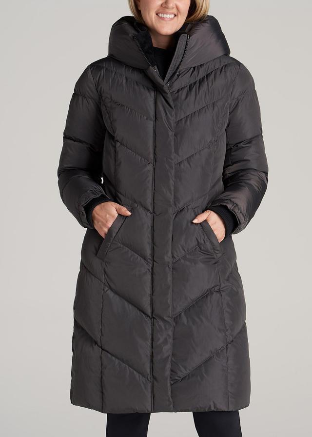 American Tall X Point Zero Long Hooded Women's Tall Puffer Jacket in Graphite Product Image