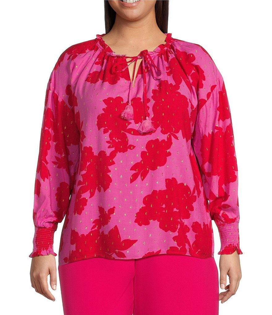 Sugarlips Plus Long Sleeve Floral Printed Blouse Product Image