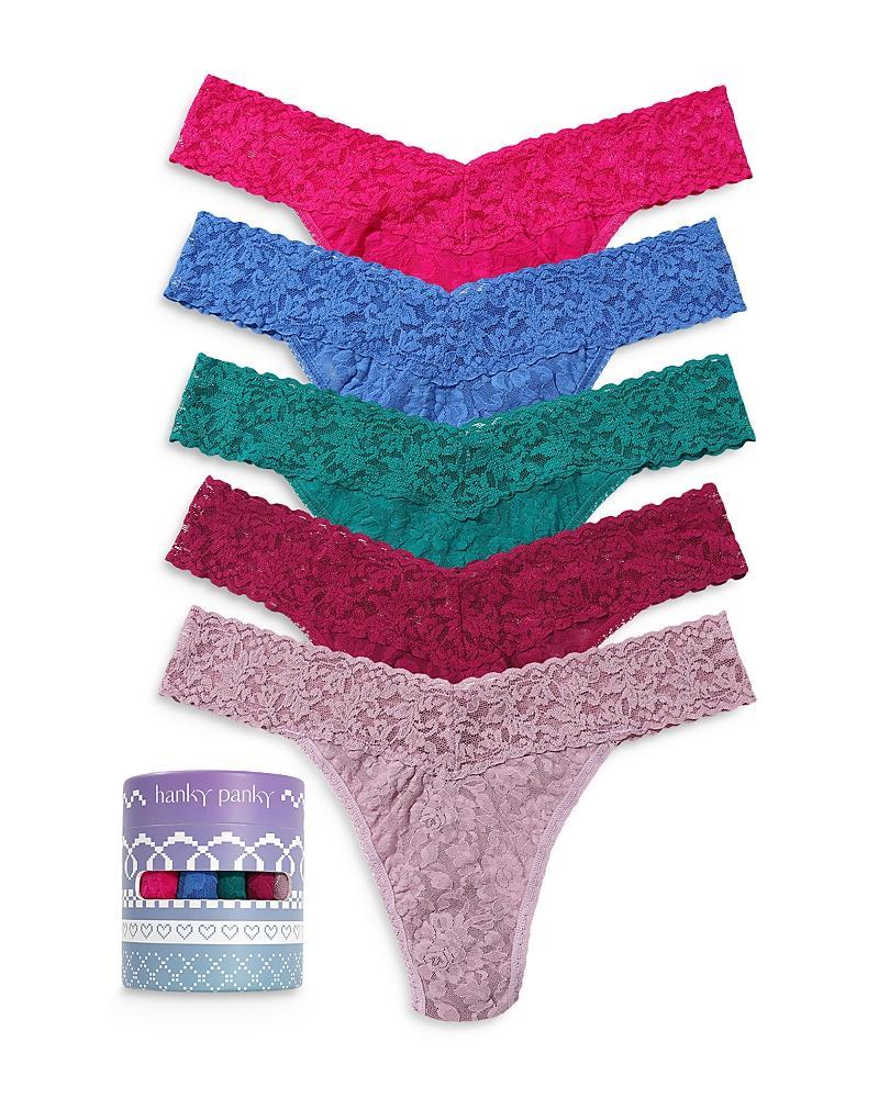 Hanky Panky Womens Signature Lace Original Thong 5 Pack - TemptingTurquoise Product Image