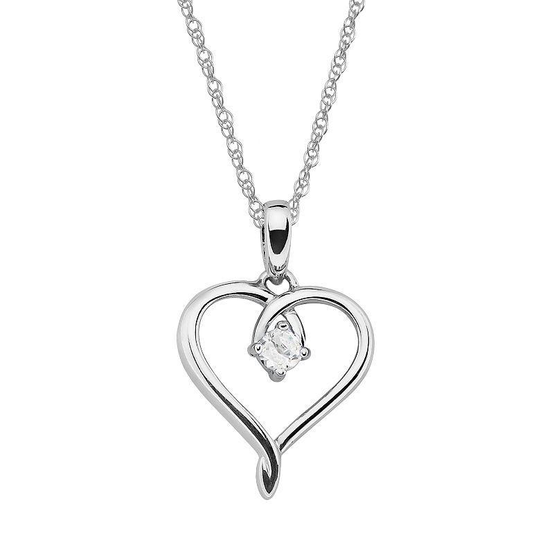 Boston Bay Diamonds Sterling Silver Lab-Created White Sapphire Openwork Heart Pendant, Womens Product Image