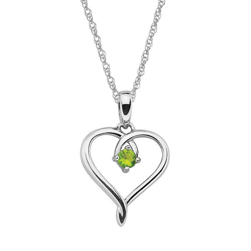 Boston Bay Diamonds Sterling Silver Peridot Openwork Heart Pendant, Womens Green Product Image