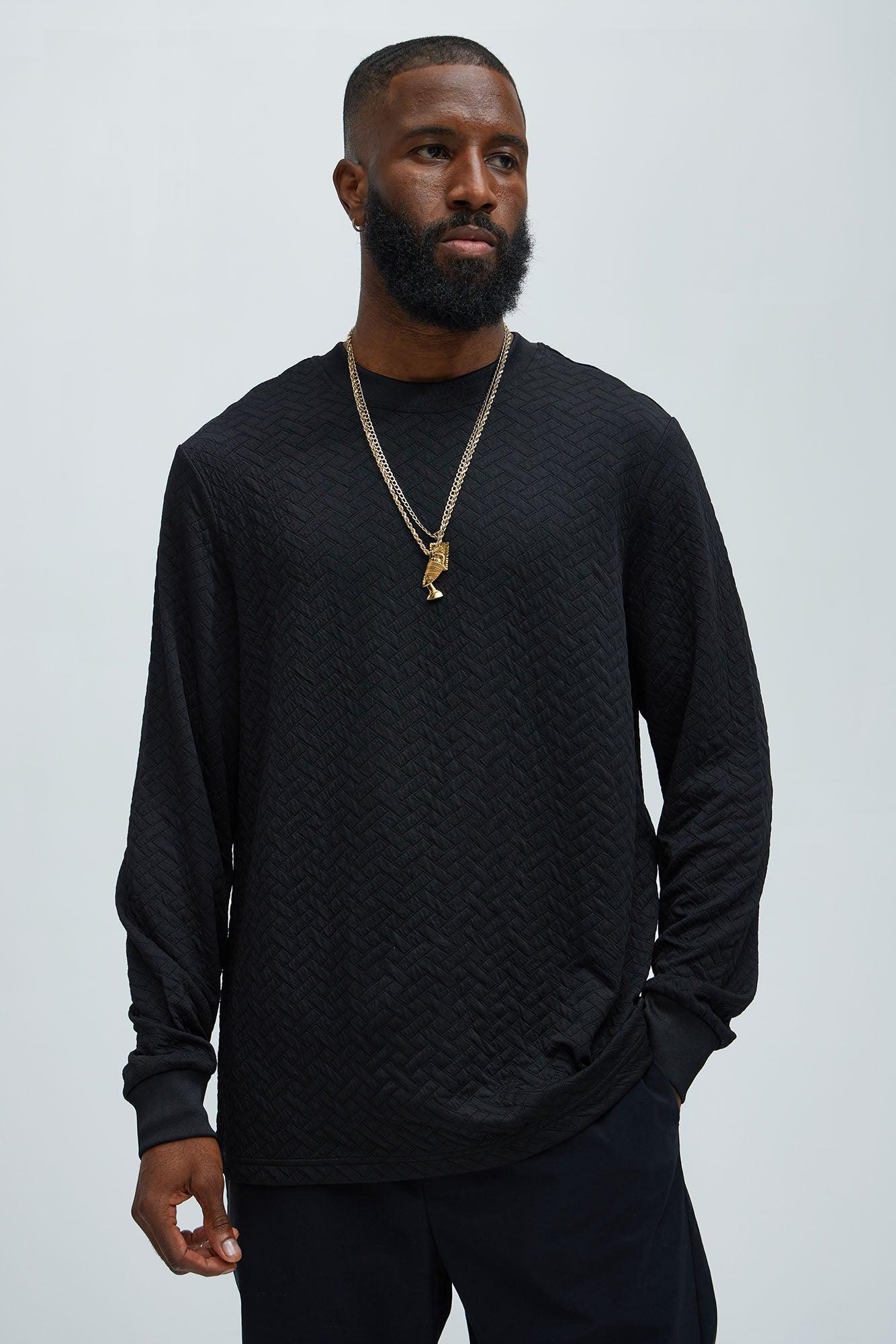 We Outside Textured Long Sleeve Tee - Black Product Image