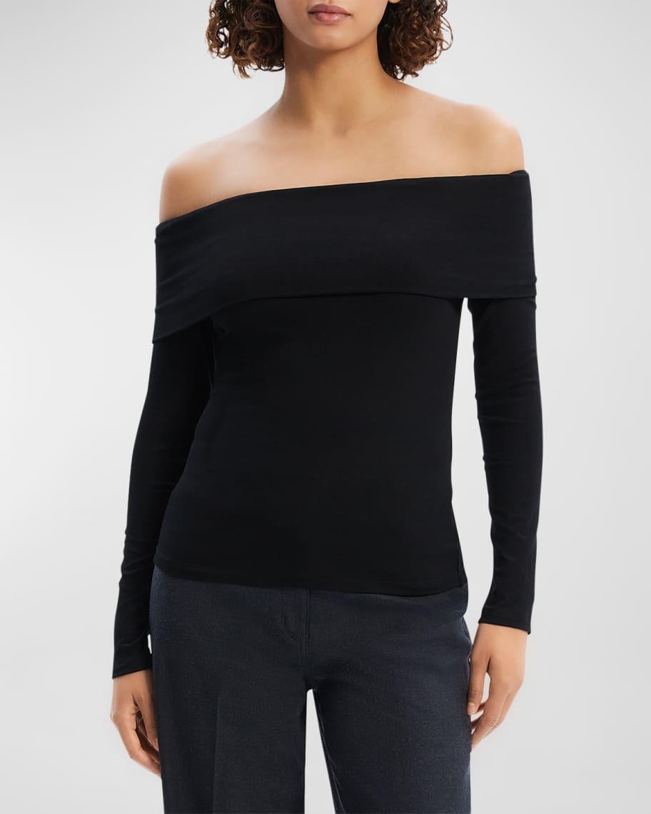 Off-the-Shoulder Ribbed Long-Sleeve Top product image