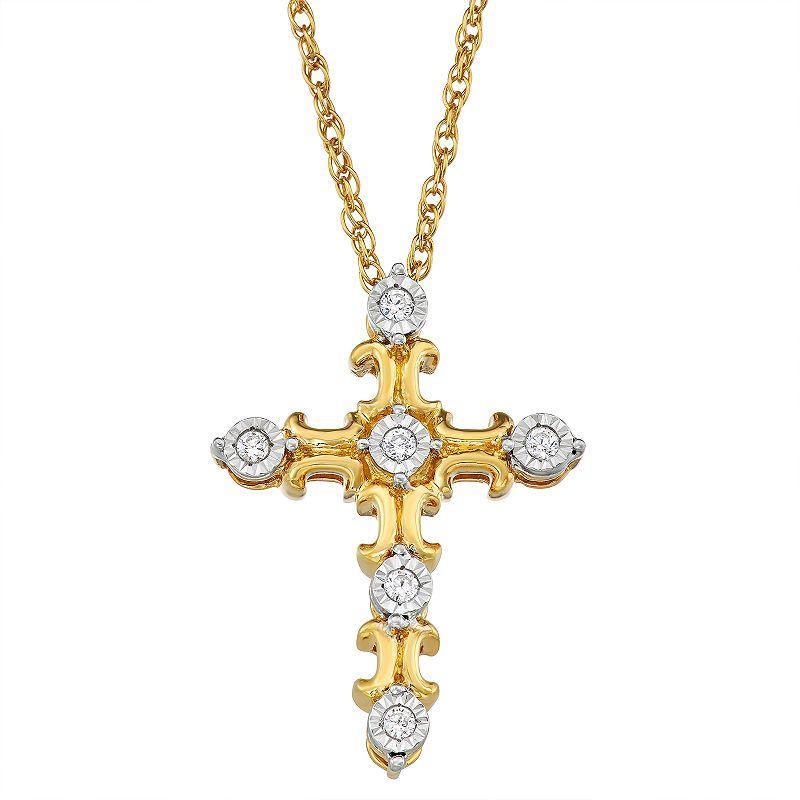 10k Gold Diamond Accent Cross Pendant Necklace, Womens Product Image