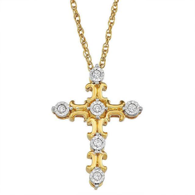 10k Gold Diamond Accent Cross Pendant Necklace, Womens Product Image