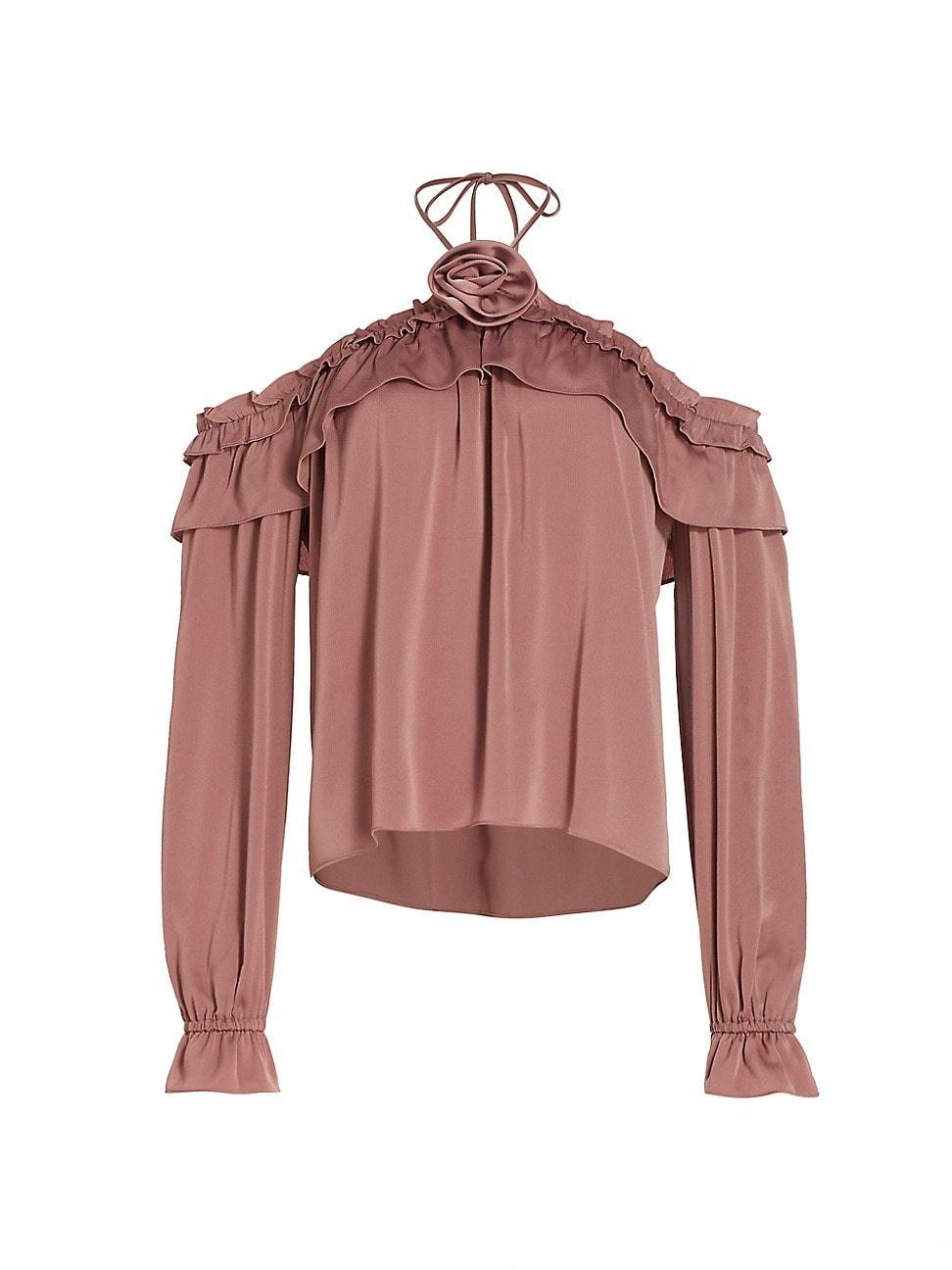 Womens Head Over Heels Satin Long-Sleeve Top Product Image