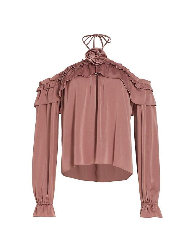 Womens Head Over Heels Satin Long-Sleeve Top Product Image