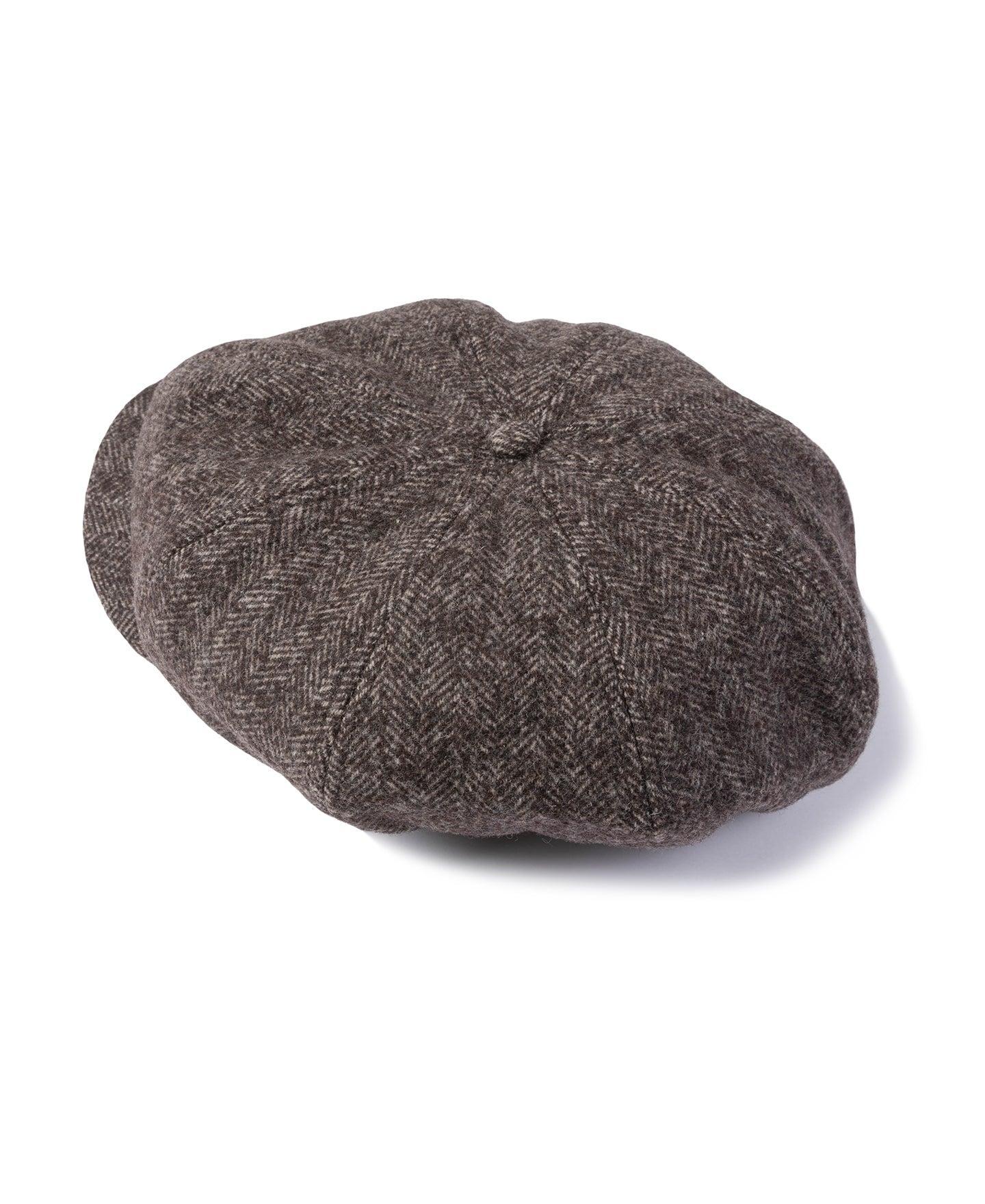 Brown Herringbone Wool Newsboy Cap Product Image