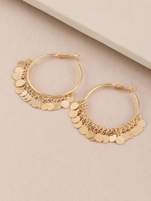 Fashion Tasseled Solid Color Geometric Earrings Accessories Product Image