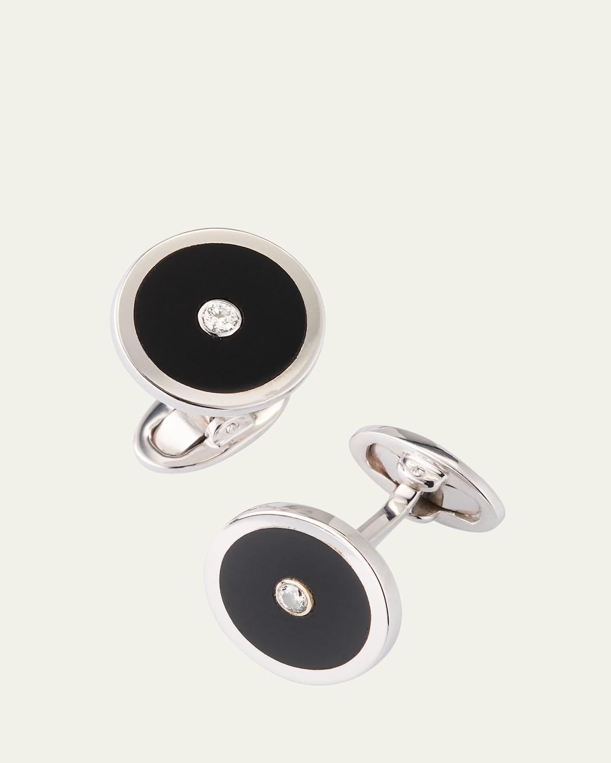 Mens Black Onyx and Diamond Cufflinks Product Image