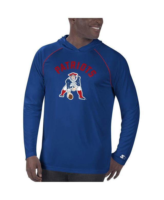 Mens Starter Navy New England Patriots Vintage-Like Logo Raglan Hoodie T-shirt Product Image