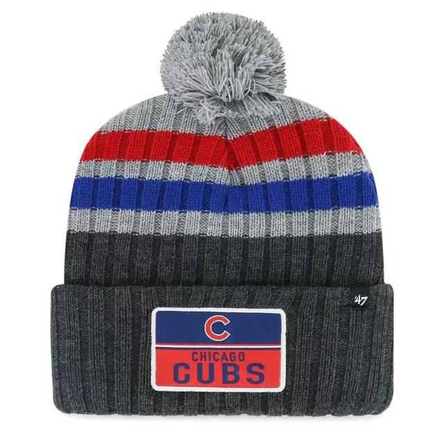 Mens 47 Gray Chicago Cubs Stack Cuffed Knit Hat with Pom Product Image