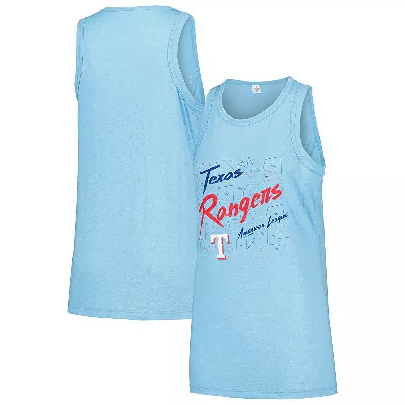 Womens Soft as a Grape Blue Texas Rangers Gauze High Neck Tank Top Product Image