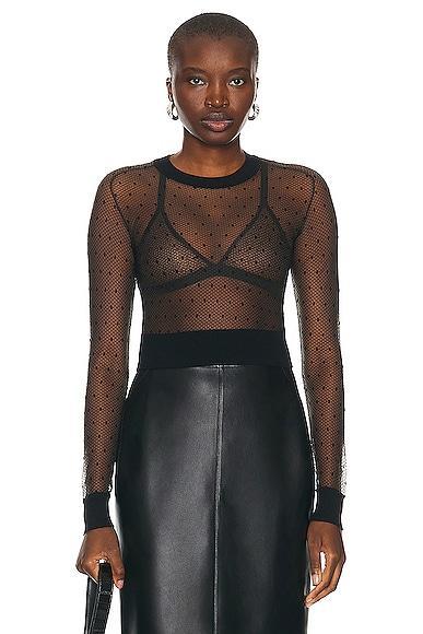 ALAÏA Sheer Jumper Sweater in Noir - Black. Size 38 (also in 34, 36, 40). Product Image