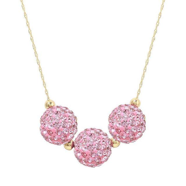 Womens Unbranded 14ky Gold Bead White Crystal Center Motif Necklace, Womens Pink Product Image