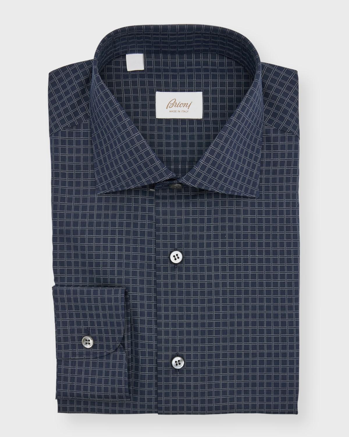 Mens Cotton Graph Check Dress Shirt Product Image