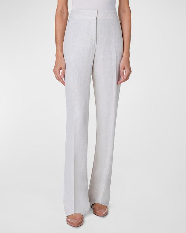 Carl Linen Herringbone Straight-Leg Pants Product Image