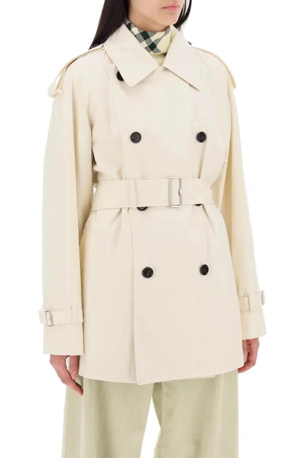 BURBERRY Short Silk Trench Coat In White Product Image