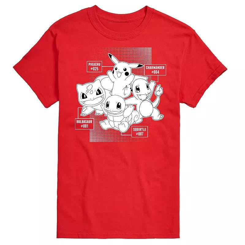 Mens Pokemon Starter Labels Graphic Tee Product Image