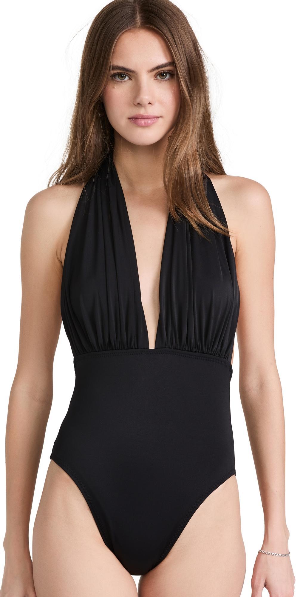 Norma Kamali Halter Low Back One-Piece Swimsuit Product Image