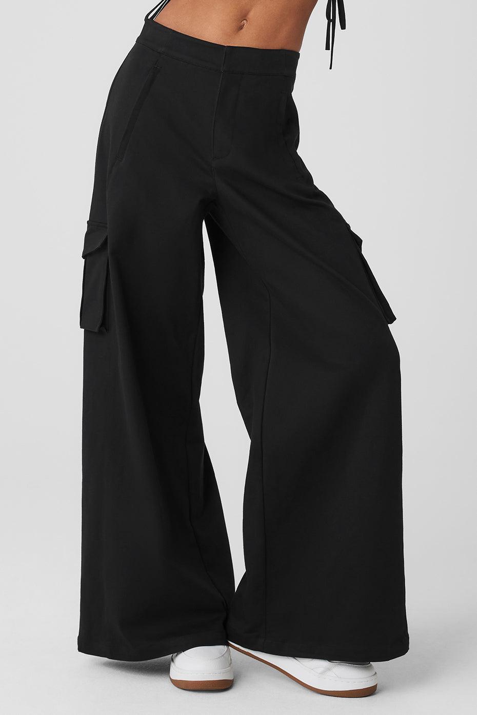 Show Off Cargo Wide Leg Trouser (Long) - Black Female Product Image