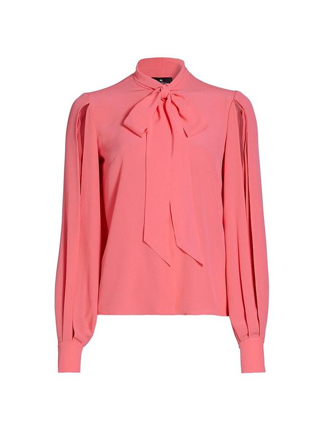 Womens Silk Tie-Neck Blouse Product Image