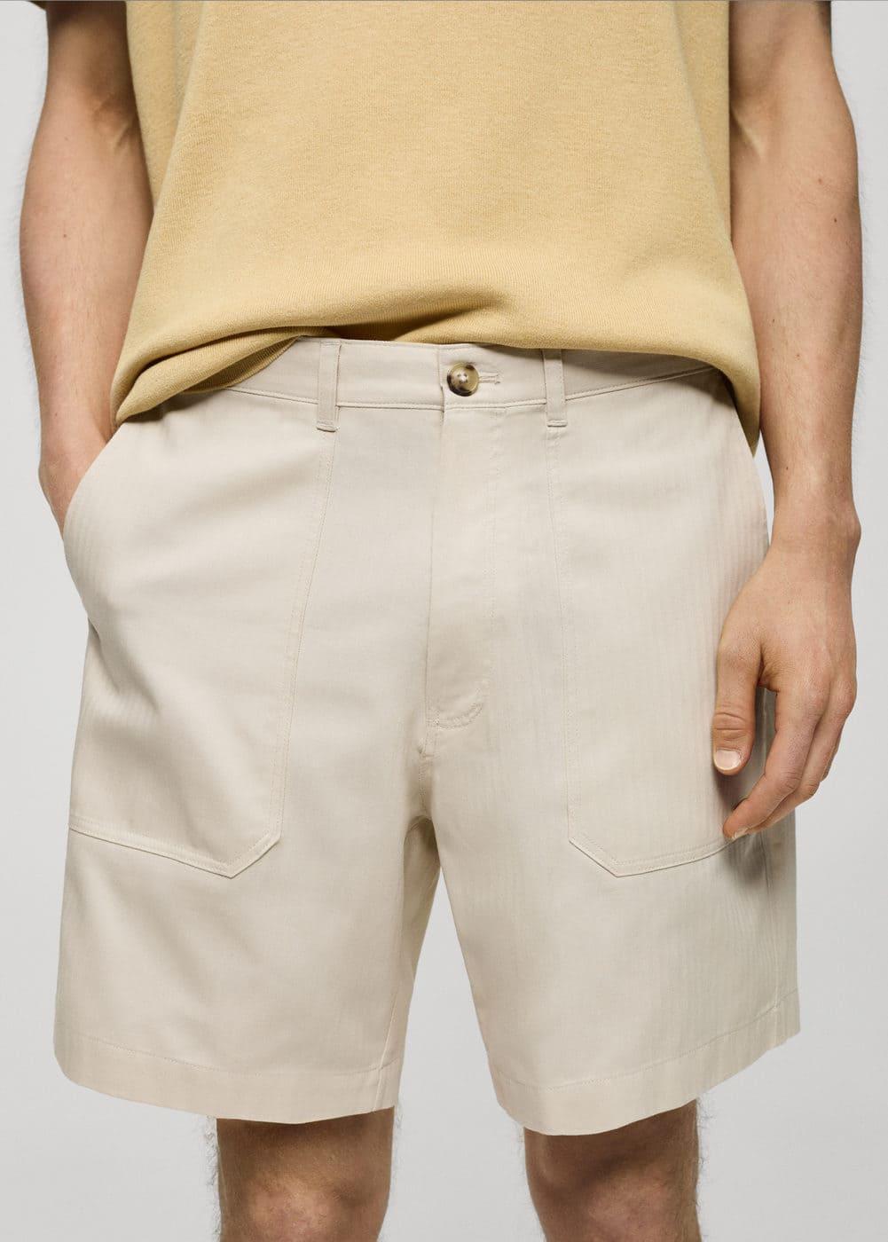 Mango Mens Herringbone Bermuda Shorts Product Image