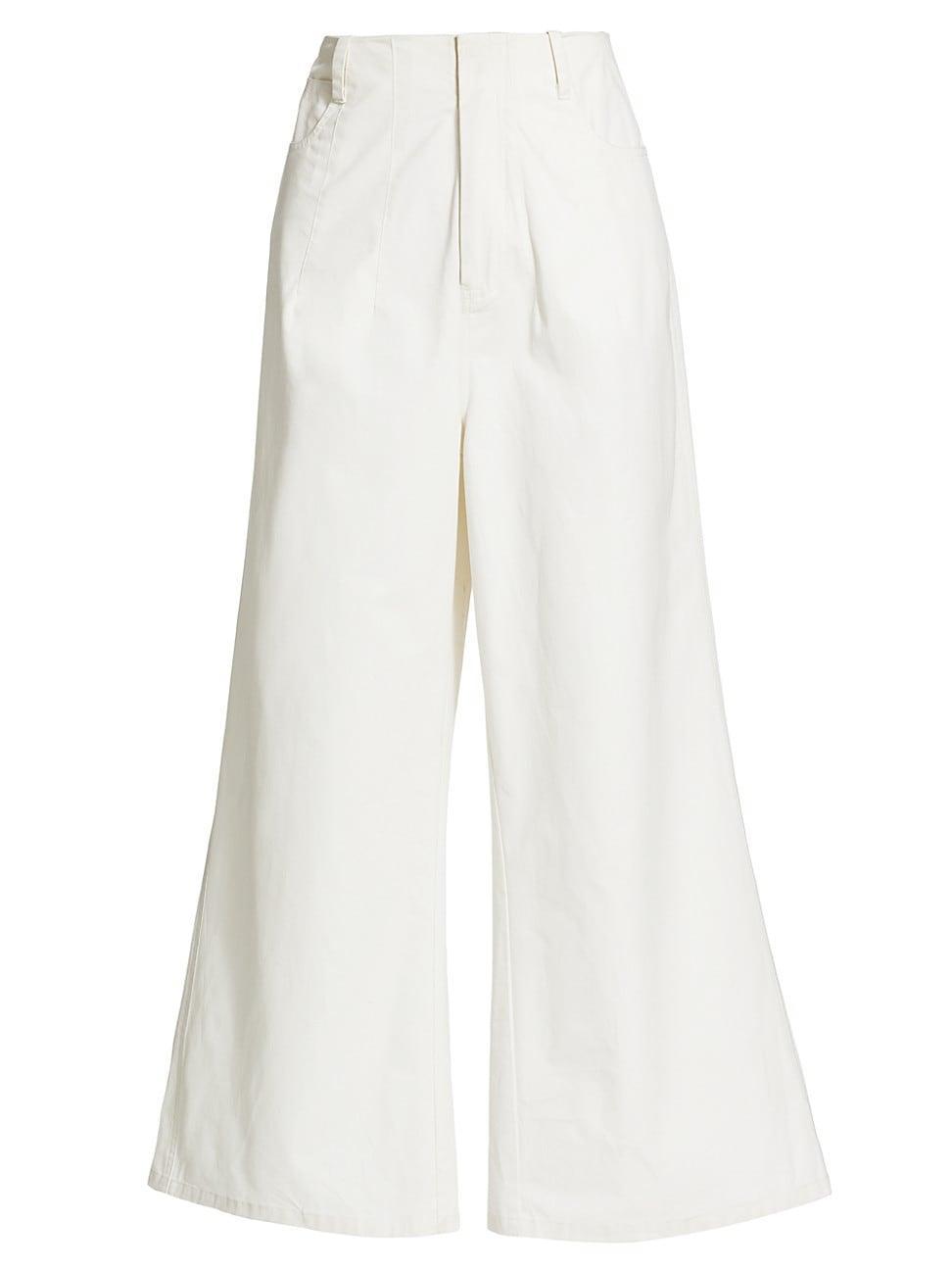 Womens Luca Stretch Cotton Wide-Leg Crop Pants product image