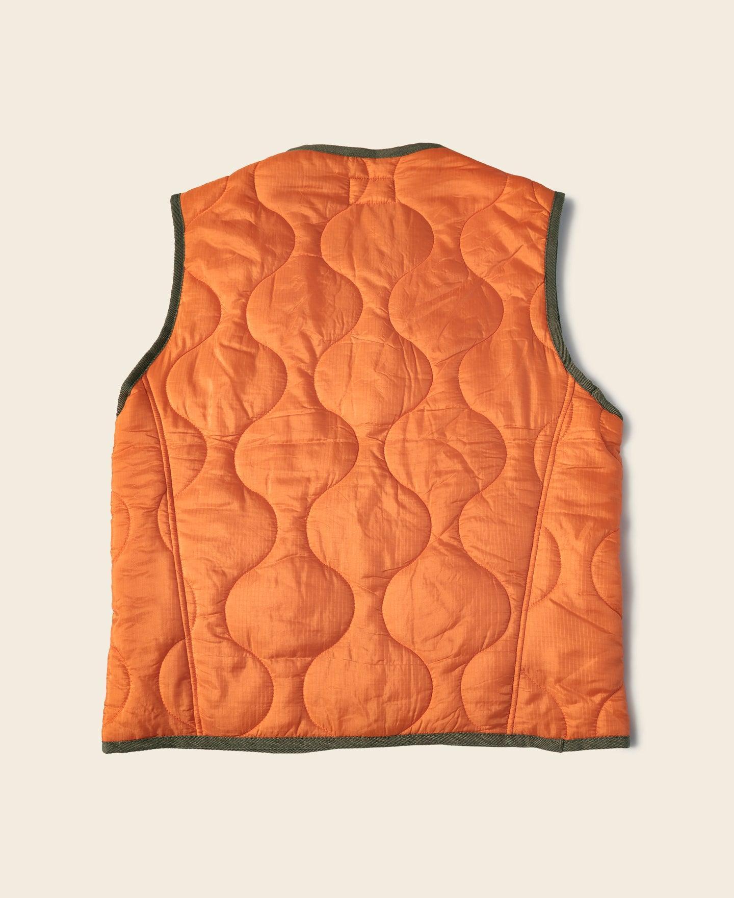 Military Style Quilted Padded Ripstop Nylon Vest - Orange Product Image