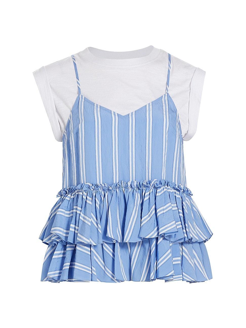 Womens Samantha Striped Ruffled Top Product Image