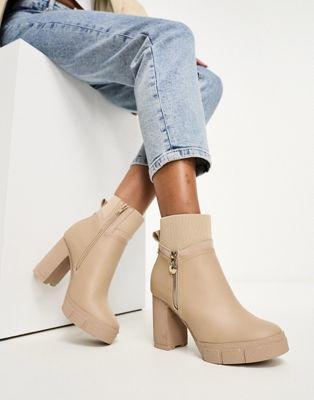 River Island heeled boot with side zip Product Image