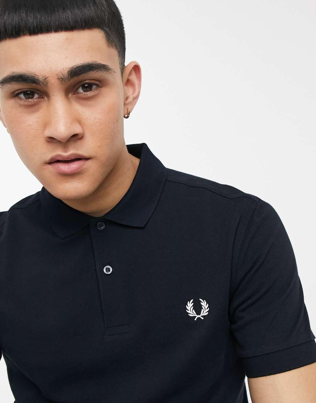 Fred Perry plain polo shirt in navy Product Image