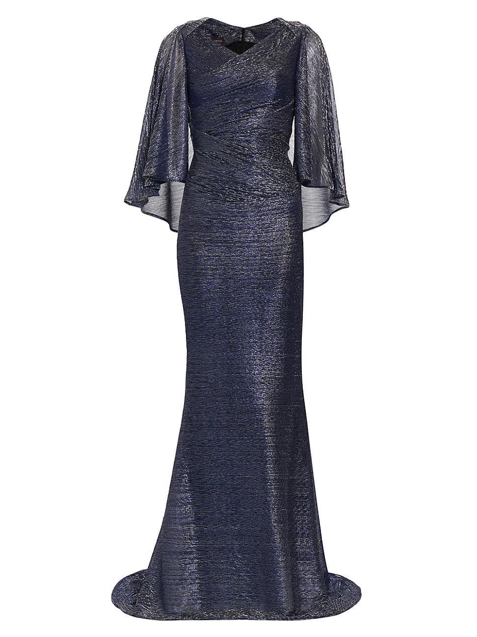 Womens Metallic Cape-Back Gown Product Image