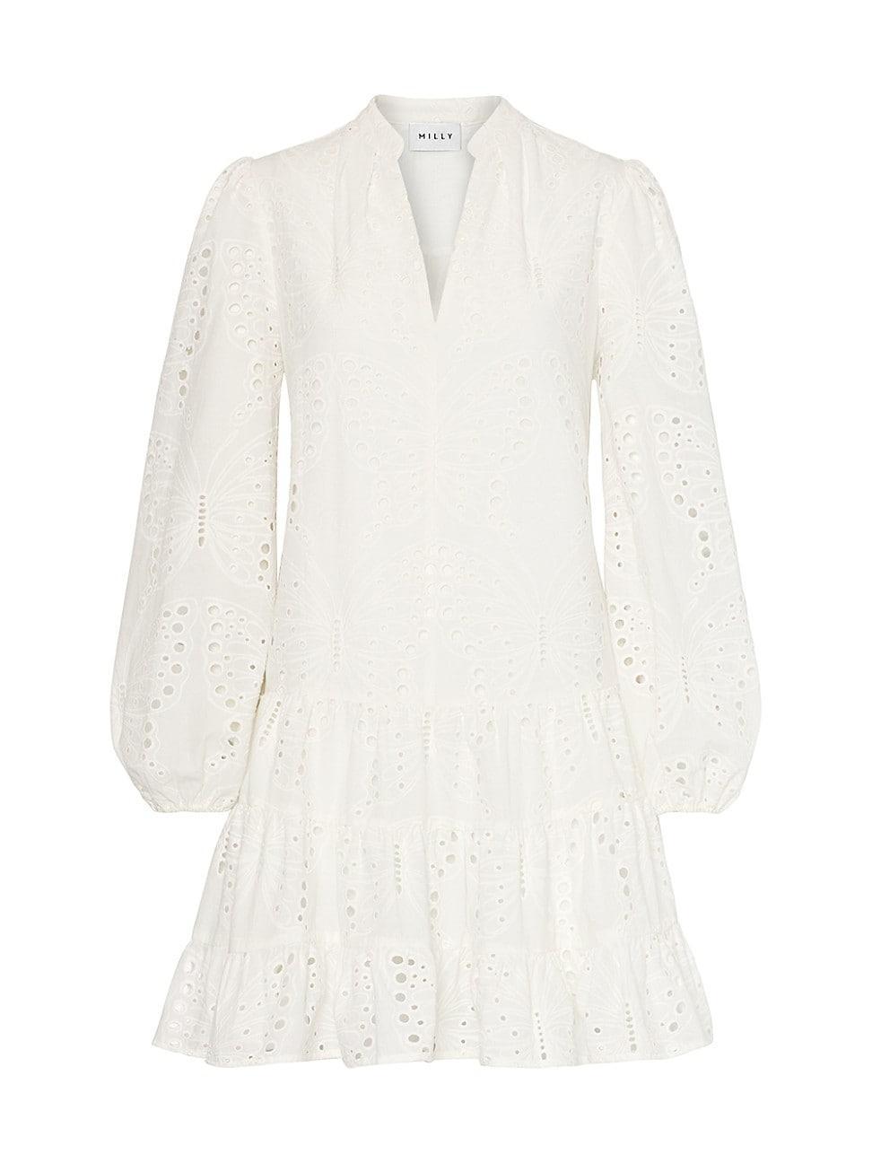 Womens Margaret Cotton Butterfly Eyelet Minidress Product Image