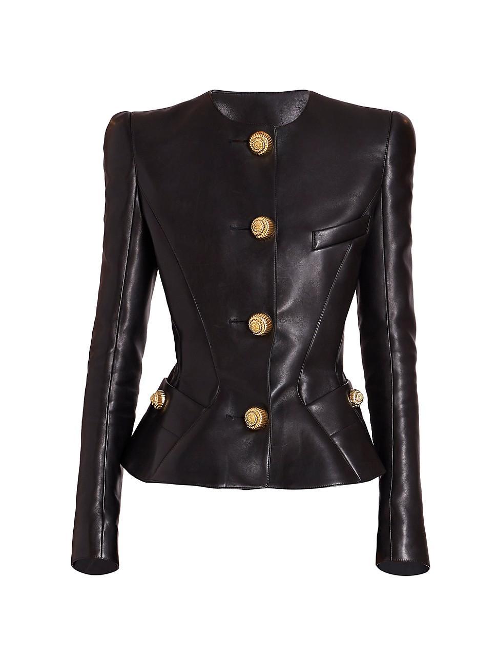 Womens Lambskin Basque Peplum Jacket Product Image