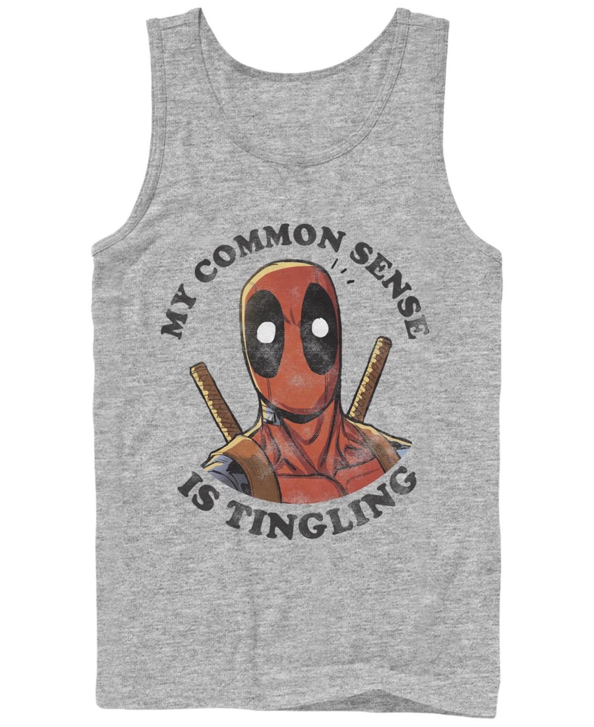 Mens Marvel Deadpool Common Sense is Tingling Tank Top Athletic Grey Product Image