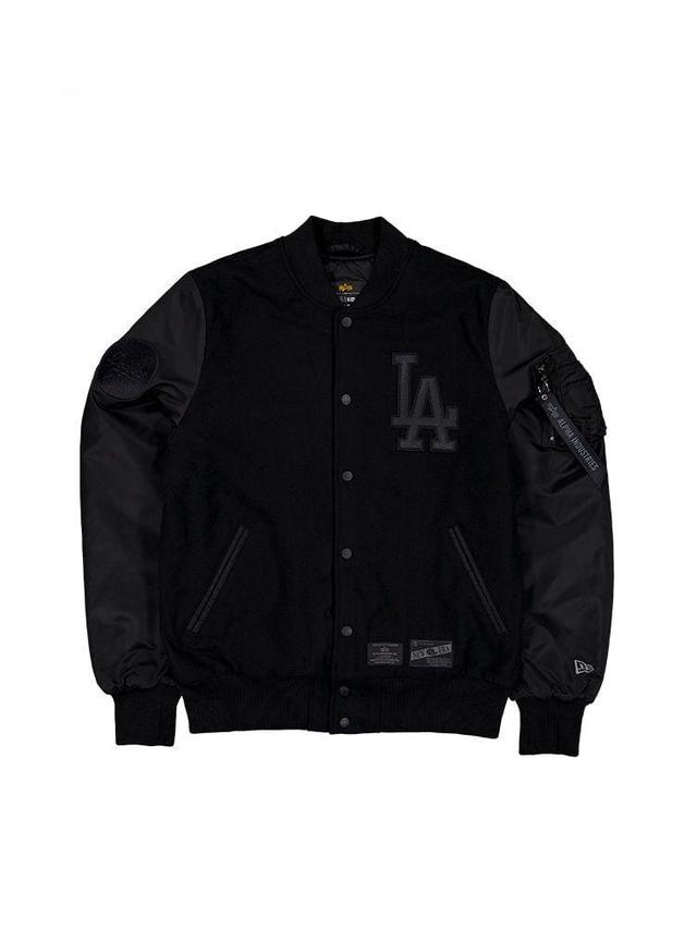 LOS ANGELES DODGERS X ALPHA X NEW ERA WOOL VARSITY MA-1 BOMBER JACKET Product Image