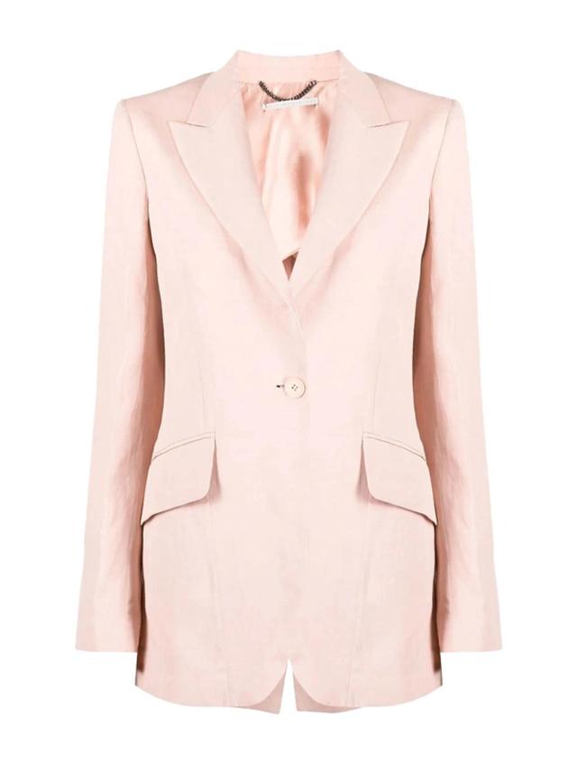 Buttoned Single-breasted Blazer In Pink Product Image