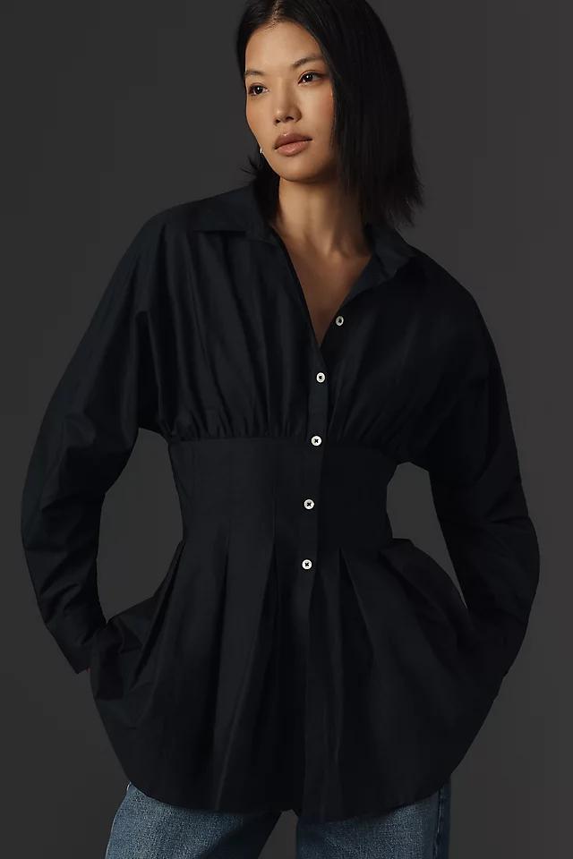 Maeve Long-Sleeve Cinched Buttondown Shirt Product Image