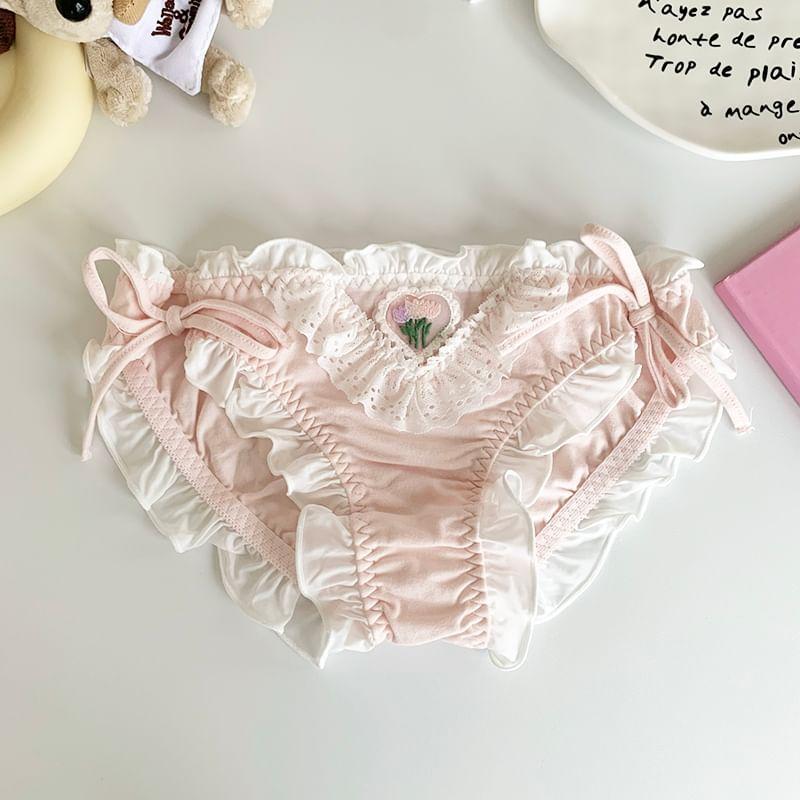 Frill Trim Embroidered Panty Product Image