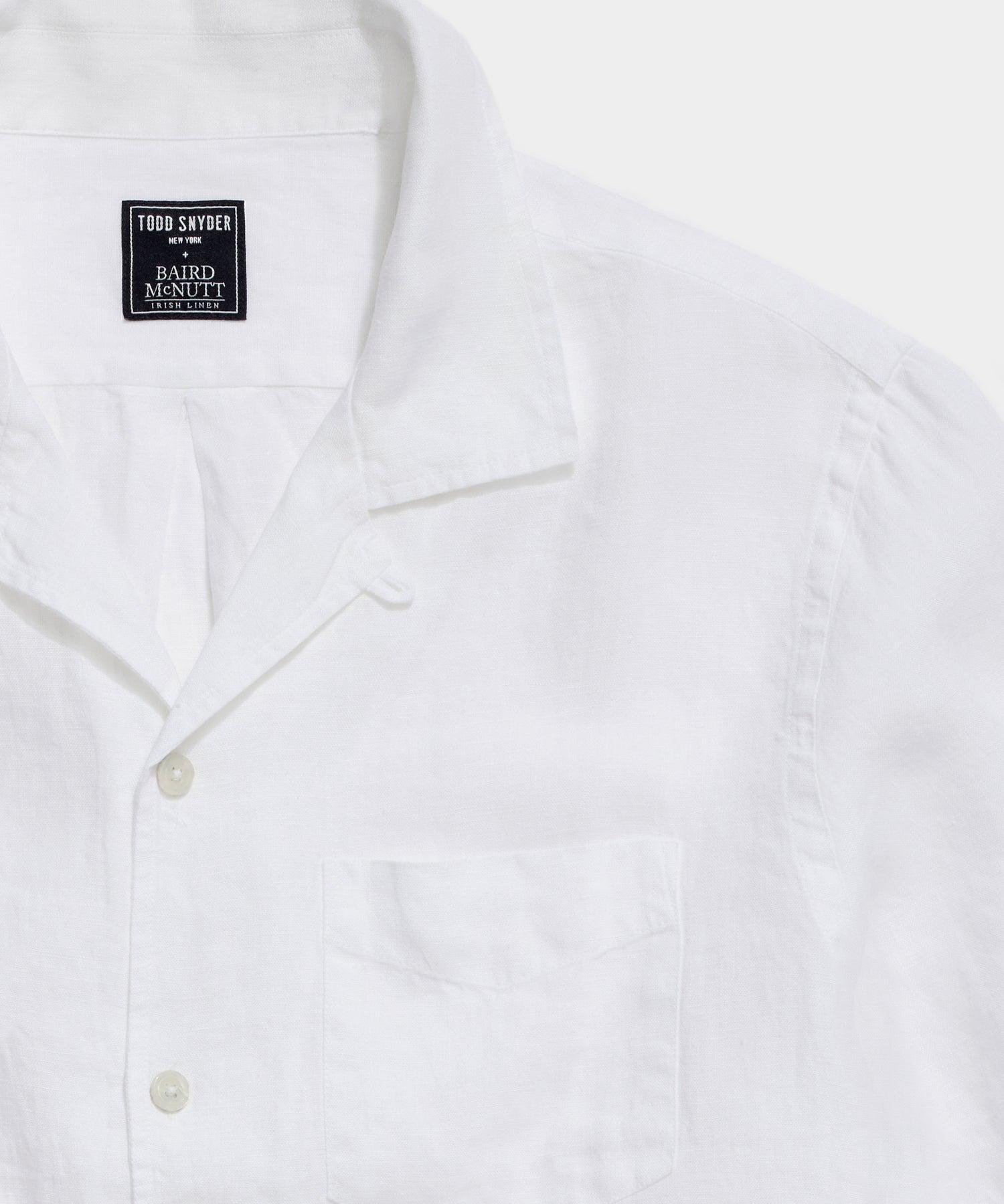 Sea Soft Irish Linen Camp Collar in White Product Image