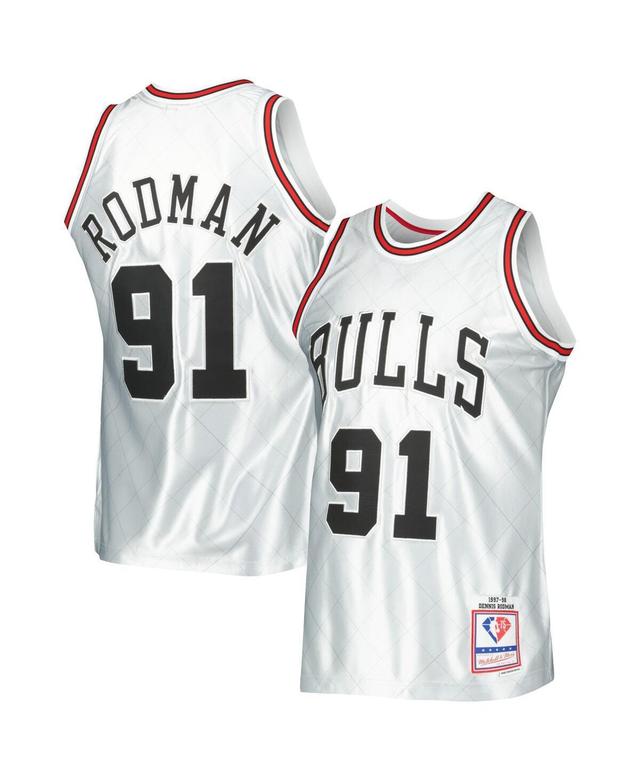 Mens Mitchell & Ness Dennis Rodman Platinum Chicago Bulls 1997-98 Hardwood Classics 75th Anniversary Swingman Jersey - Platinum Product Image