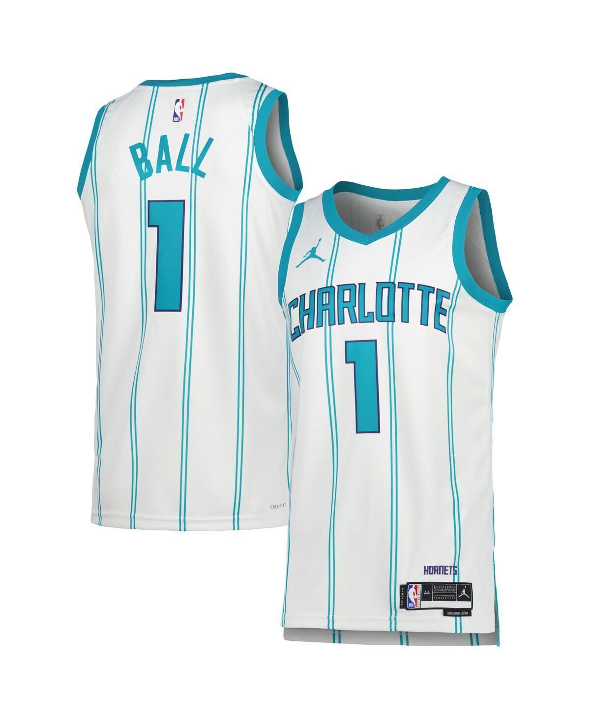 Mens and Womens Jordan LaMelo Ball White Charlotte Hornets Swingman Jersey - Association Edition - White Product Image