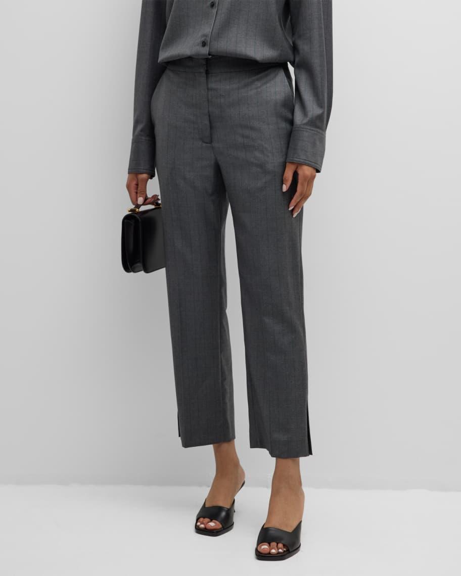 Fira Pinstripe Straight-Leg Crop Pants Product Image