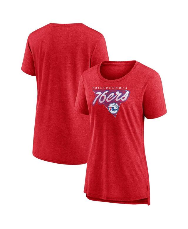 Womens Fanatics Heathered Red Philadelphia 76ers True Classics Tri-Blend T-shirt Product Image